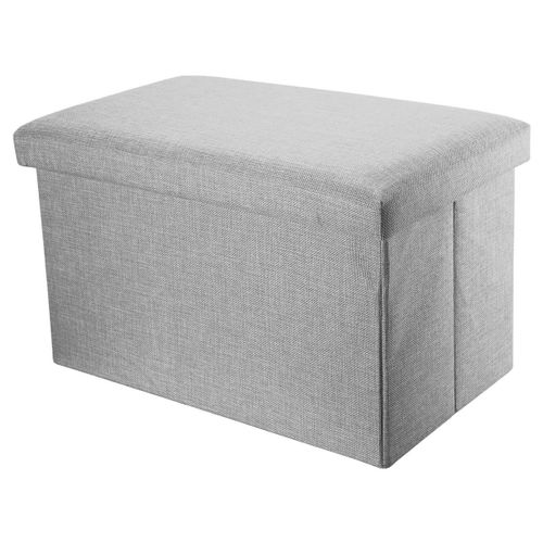 Intirilife Pouf Pliable 78x38x38 Cm En Gris Alaska - Boîte De Rangement Décorative En Tissu Aspect Lin Pour Gagner De L'espace - Tabouret Coffre Siège
