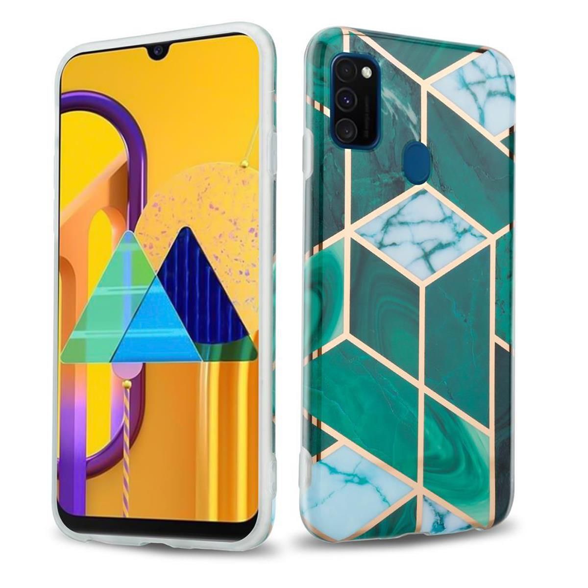 Coque Pour Huawei P20 Lite 2018 / Nova 3e En Marbre Or Blanc Vert Foncé No. 6 Housse De Protection Étui En Silicone Tpu Avec Motif Mosaïque