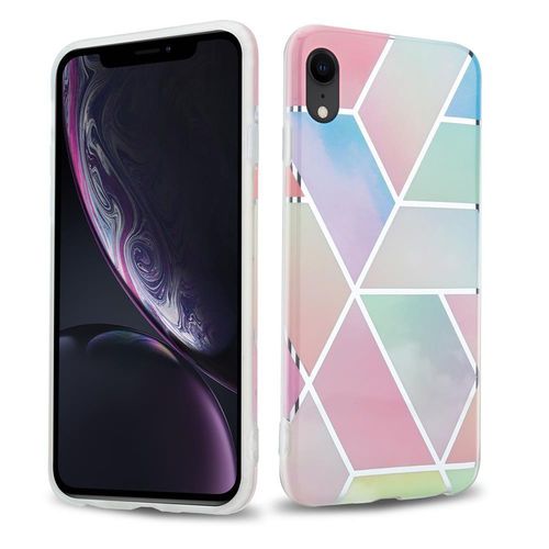 Coque Pour Apple Iphone Xr En Marbre Arc-En-Ciel No. 11 Housse De Protection Étui En Silicone Tpu Avec Motif Mosaïque