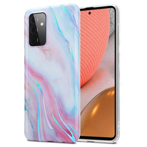 Cadorabo Housse Compatible Avec Samsung Galaxy A72 4g / 5g En Marbre Rose Blanc No. 15 - Étui De Protection En Silicone Tpu Avec Motif Mosaïque