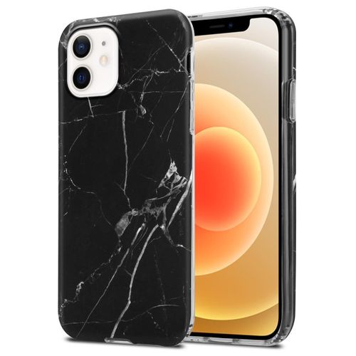 Cadorabo Housse Compatible Avec Apple Iphone 12 Pro Max En Marbre Noir Blanc No. 22 - Étui De Protection En Silicone Tpu Avec Motif Mosaïque