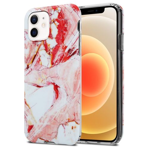 Cadorabo Housse Compatible Avec Apple Iphone 12 Pro Max En Marbre Blanc Rose No. 20 - Étui De Protection En Silicone Tpu Avec Motif Mosaïque