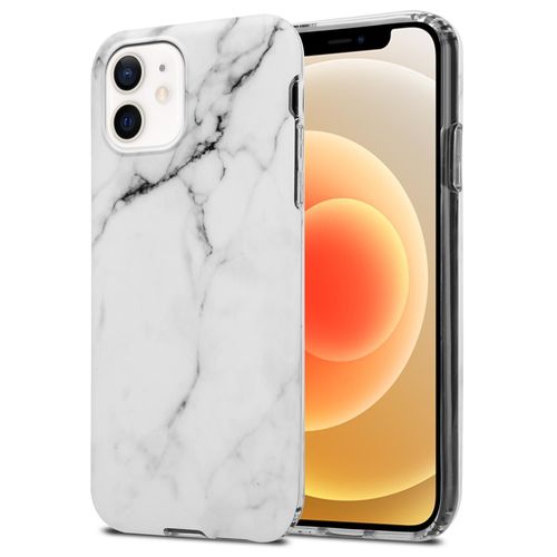 Cadorabo Housse Compatible Avec Apple Iphone 12 Pro Max En Marbre Blanc Gris No. 23 - Étui De Protection En Silicone Tpu Avec Motif Mosaïque