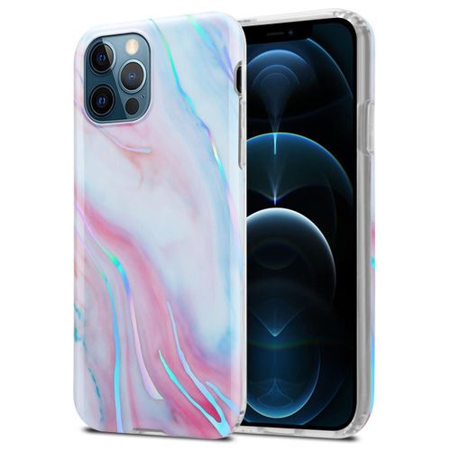 Cadorabo Housse Compatible Avec Apple Iphone 12 Pro Max En Marbre Rose Blanc No. 15 - Étui De Protection En Silicone Tpu Avec Motif Mosaïque