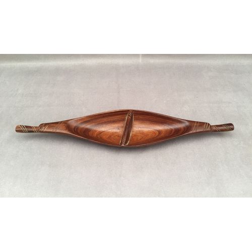 PIROGUE SCULPTURE SUR BOIS DE TECK ART ETHNIQUE TRIBAL AFRIQUE PLATEAU