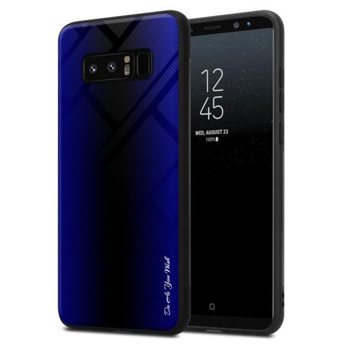 Cadorabo Housse Compatible Avec Samsung Galaxy Note 8 - Aspect Rayé En Cobalt Violet - Coque De Protection En Silicone Tpu Et Dos En Verre Trempé