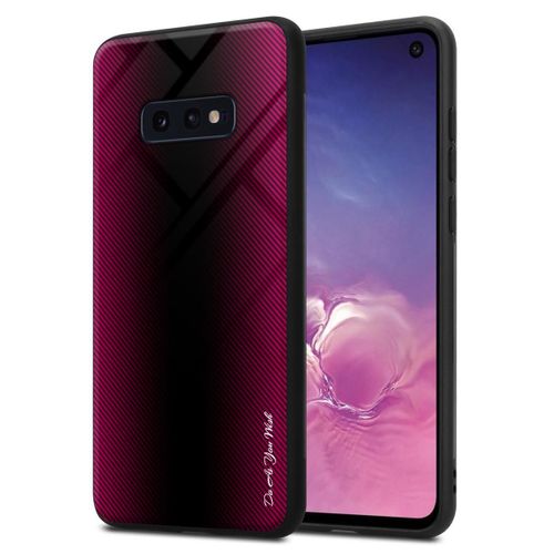 Cadorabo Housse Compatible Avec Samsung Galaxy S10e - Aspect Rayé En Cramin Rose - Coque De Protection En Silicone Tpu Et Dos En Verre Trempé