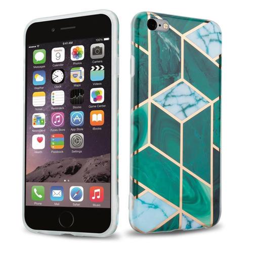 Cadorabo Housse Compatible Avec Apple Iphone 6 Plus / 6s Plus En Marbre Or Blanc Vert Foncé No. 6 - Étui De Protection En Silicone Tpu Avec Motif Mosaïque