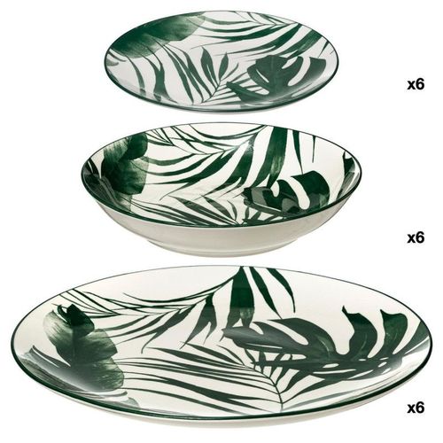 Service D'assiettes "Palme" - Vert - 18 Pièces