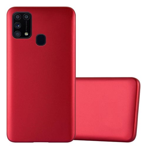 Coque Pour Samsung Galaxy M31 En Metallic Rouge Housse De Protection Étui En Silicone Tpu Flexible