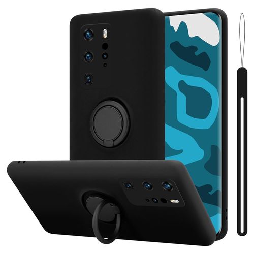 Cadorabo Housse Compatible Avec Huawei P40 Pro / P40 Pro+ En Liquid Black - Étui De Protection En Silicone Tpu Flexible Avec Anneau