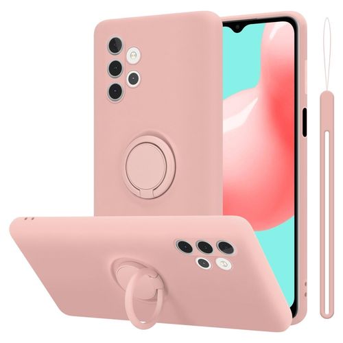 Cadorabo Housse Compatible Avec Samsung Galaxy A32 5g En Liquid Pink - Étui De Protection En Silicone Tpu Flexible Avec Anneau