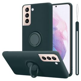 Cadorabo Housse Compatible Avec Samsung Galaxy S21 Plus En Liquid Green - Étui De Protection En Silicone Tpu Flexible Avec Anneau