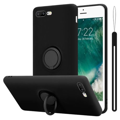 Cadorabo Housse Compatible Avec Apple Iphone 7 Plus / 7s Plus / 8 Plus En Liquid Black - Étui De Protection En Silicone Tpu Flexible Avec Anneau