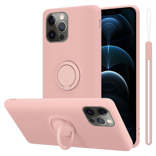 Cadorabo Housse Compatible Avec Apple Iphone 12 / 12 Pro En Liquid Pink - Étui De Protection En Silicone Tpu Flexible Avec Anneau