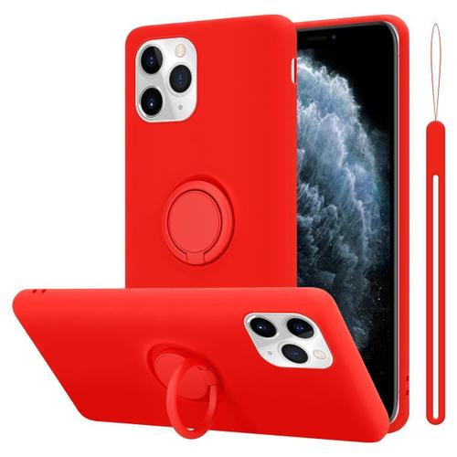 Cadorabo Housse Compatible Avec Apple Iphone 11 Pro En Liquid Red - Étui De Protection En Silicone Tpu Flexible Avec Anneau