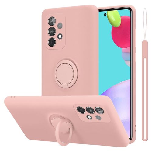 Coque Pour Samsung Galaxy A52 (4g / 5g) / A52s En Liquid Pink Housse De Protection Étui En Silicone Tpu Flexible Avec Anneau