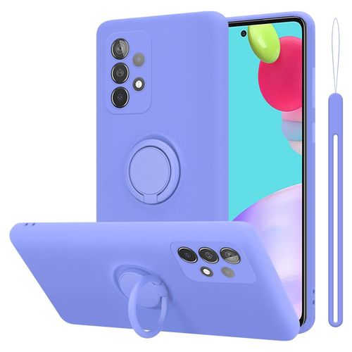 Coque Pour Samsung Galaxy A52 (4g / 5g) / A52s En Liquid Light Purple Housse De Protection Étui En Silicone Tpu Flexible Avec Anneau