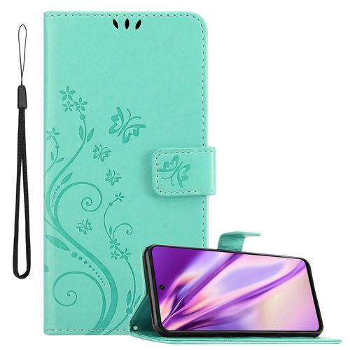 Cadorabo Housse Compatible Avec Huawei P Smart 2021 En Turquoise Floral - Étui De Protection Au Design Floral Avec Fermeture Magnétique, Fonction De Support Et Emplacements Pour Cartes