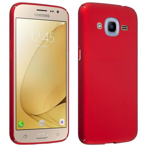 Coque Pour Samsung Galaxy J2 2016 En Metallic Rouge Hard Case Housse De Protection Étui D'aspect Métallique Contre Les Rayures Et Les Chocs