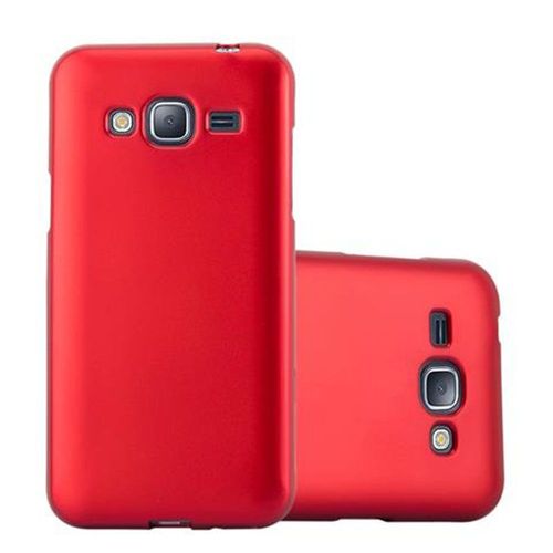 Cadorabo Housse Compatible Avec Samsung Galaxy J3 2016 En Metallic Rouge - Étui De Protection En Silicone Tpu Flexible