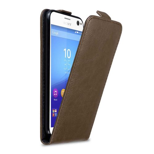 Cadorabo Housse Compatible Avec Sony Xperia C4 En Marron Café - Étui De Protection Au Design Flip Avec Fermeture Magnétique