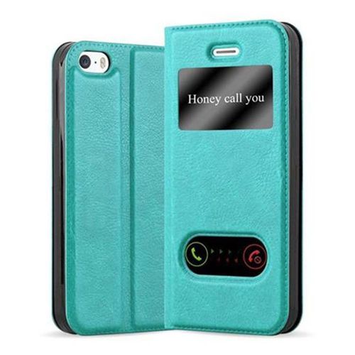 Cadorabo Housse Compatible Avec Apple Iphone 5 / 5s / Se 2016 En Turquoise Menthe - Étui De Protection Avec Fermeture Magnétique, Fonction De Support Et 2 Fenêtres De Visualisation