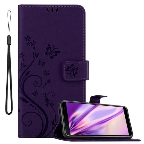 Cadorabo Housse Compatible Avec Samsung Galaxy J4 Plus En Lilas Foncé Floral - Étui De Protection Au Design Floral Avec Fermeture Magnétique, Fonction De Support Et Emplacements Pour Cartes