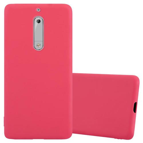 Cadorabo Housse Compatible Avec Nokia 5 2017 En Candy Rouge - Étui De Protection En Silicone Tpu Flexible