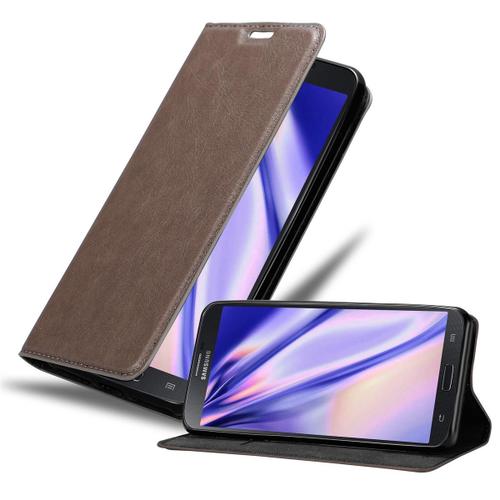 Coque Pour Samsung Galaxy Mega 6.3 En Marron Café Housse De Protection Étui Avec Fermeture Magnétique, Fonction De Support Et Compartiment Pour Carte