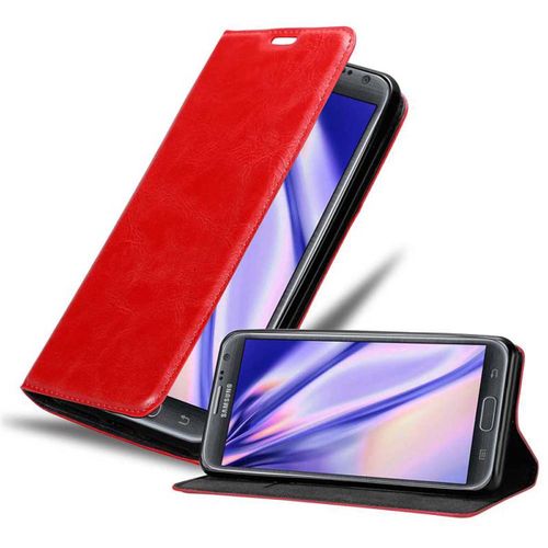 Cadorabo Housse Compatible Avec Samsung Galaxy Note 2 En Rouge De Pomme - Étui De Protection Avec Fermeture Magnétique, Fonction De Support Et Compartiment Pour Carte