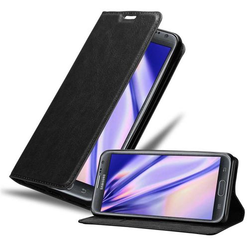 Coque Pour Samsung Galaxy Note 2 En Noir Nuit Housse De Protection Étui Avec Fermeture Magnétique, Fonction De Support Et Compartiment Pour Carte