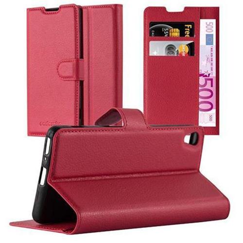 Cadorabo Housse Compatible Avec Sony Xperia Xa En Rouge Cerise - Étui De Protection Avec Fermeture Magnétique, Fonction De Support Et Compartiment Pour Carte