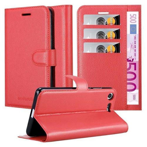 Cadorabo Housse Compatible Avec Sony Xperia Xz Premium En Rouge Cerise - Étui De Protection Avec Fermeture Magnétique, Fonction De Support Et Compartiment Pour Carte