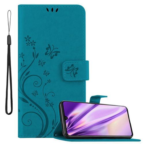 Cadorabo Housse Compatible Avec Samsung Galaxy A41 En Bleu Floral - Étui De Protection Au Design Floral Avec Fermeture Magnétique, Fonction De Support Et Emplacements Pour Cartes