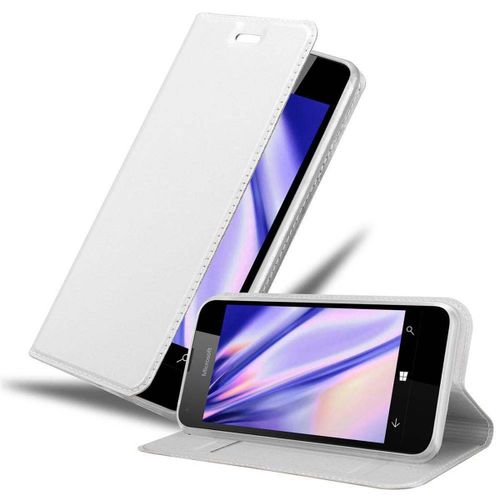 Cadorabo Housse Compatible Avec Nokia Lumia 550 En Classy Argent - Étui De Protection Avec Fermeture Magnétique, Fonction De Support Et Compartiment Pour Carte
