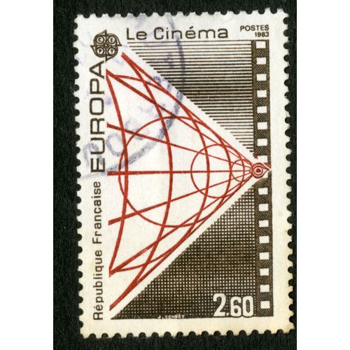 Timbre Oblitéré Le Cinéma,République Française,Europa,Postes 1983,J.Combet,2,60