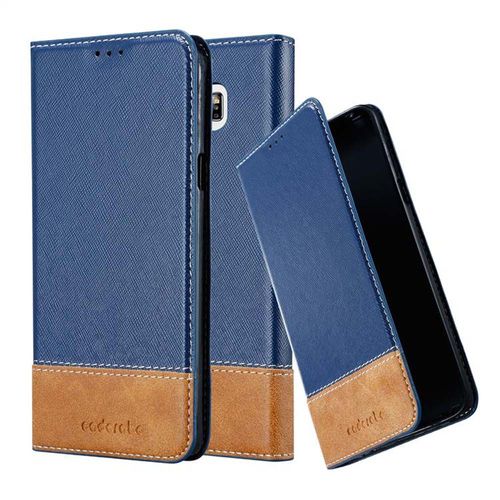 Coque Pour Samsung Galaxy Note 5 En Bleu Brun Housse De Protection Étui Avec Fermeture Magnétique, Fonction De Support Et Compartiment Pour Carte
