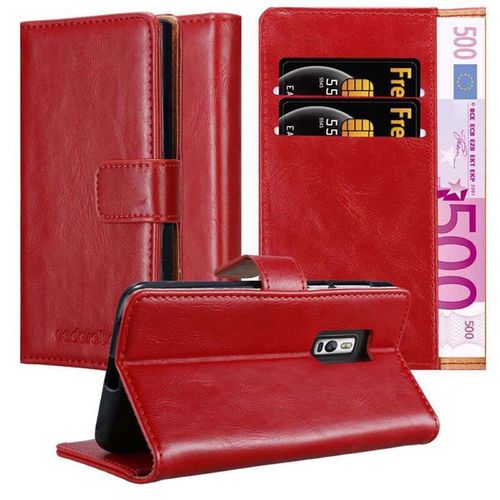 Cadorabo Housse Compatible Avec Oneplus 2 En Rouge Cerise - Étui De Protection Avec Fermeture Magnétique, Fonction De Support Et Compartiment Pour Carte