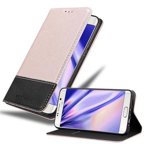 Cadorabo Housse Compatible Avec Samsung Galaxy S6 Edge Plus En Rose Noir - Étui De Protection Avec Fermeture Magnétique, Fonction De Support Et Compartiment Pour Carte