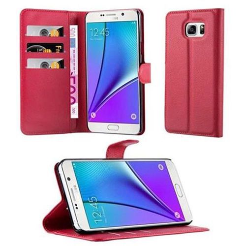 Cadorabo Housse Compatible Avec Samsung Galaxy Note 5 En Rouge Cerise - Étui De Protection Avec Fermeture Magnétique, Fonction De Support Et Compartiment Pour Carte