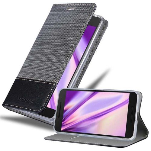Cadorabo Housse Compatible Avec Huawei Google Nexus 6p En Gris Noir - Étui De Protection Avec Fermeture Magnétique, Fonction De Support Et Compartiment Pour Carte