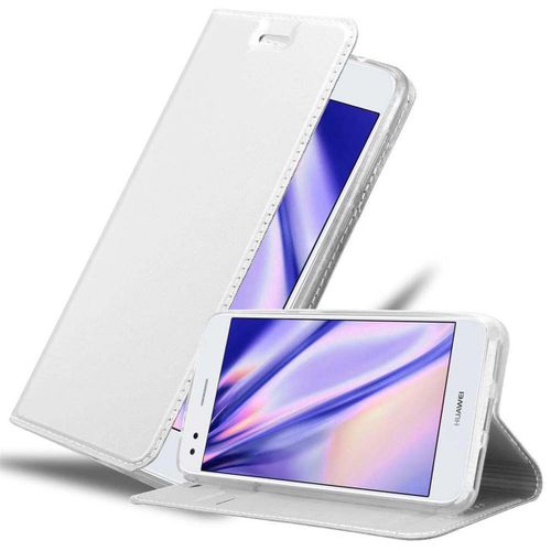 Cadorabo Housse Compatible Avec Huawei Y6 Pro 2017 En Classy Argent - Étui De Protection Avec Fermeture Magnétique, Fonction De Support Et Compartiment Pour Carte