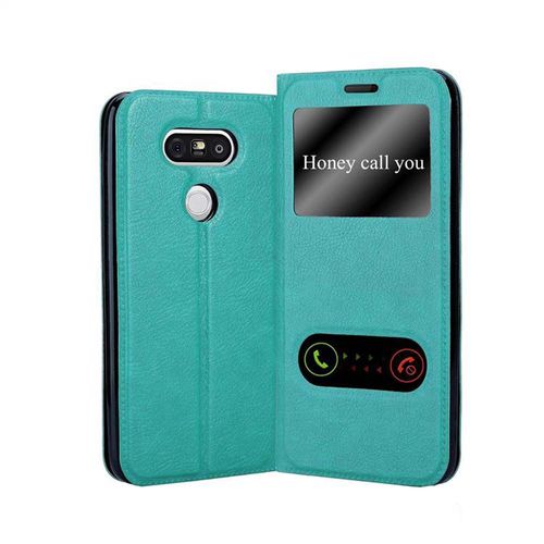 Cadorabo Housse Compatible Avec Lg G5 En Turquoise Menthe - Étui De Protection Avec Fermeture Magnétique, Fonction De Support Et 2 Fenêtres De Visualisation