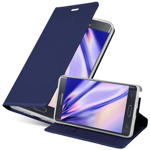 Cadorabo Housse Compatible Avec Samsung Galaxy Note Edge En Classy Bleu Foncé - Étui De Protection Avec Fermeture Magnétique, Fonction De Support Et Compartiment Pour Carte