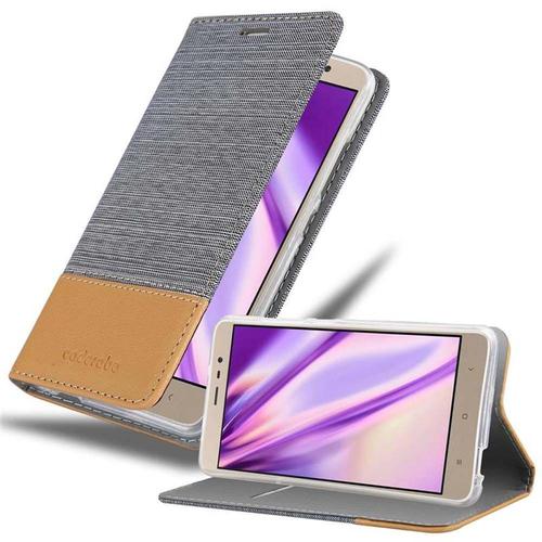 Cadorabo Housse Compatible Avec Xiaomi Redmi Note 3 En Gris Clair Marron - Étui De Protection Avec Fermeture Magnétique, Fonction De Support Et Compartiment Pour Carte