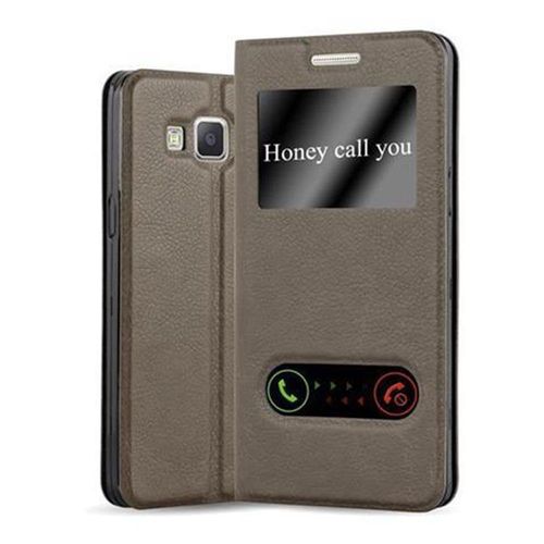 Cadorabo Housse Compatible Avec Samsung Galaxy A5 2015 En Marron Pierre - Étui De Protection Avec Fermeture Magnétique, Fonction De Support Et 2 Fenêtres De Visualisation