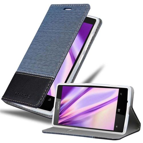 Cadorabo Housse Compatible Avec Nokia Lumia 520 / 521 En Bleu Noir - Étui De Protection Avec Fermeture Magnétique, Fonction De Support Et Compartiment Pour Carte