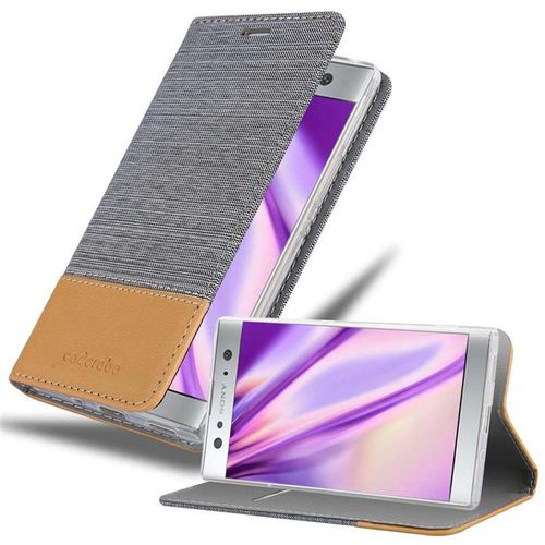 Cadorabo Housse Compatible Avec Sony Xperia Xa2 Ultra En Gris Clair Marron - Étui De Protection Avec Fermeture Magnétique, Fonction De Support Et Compartiment Pour Carte