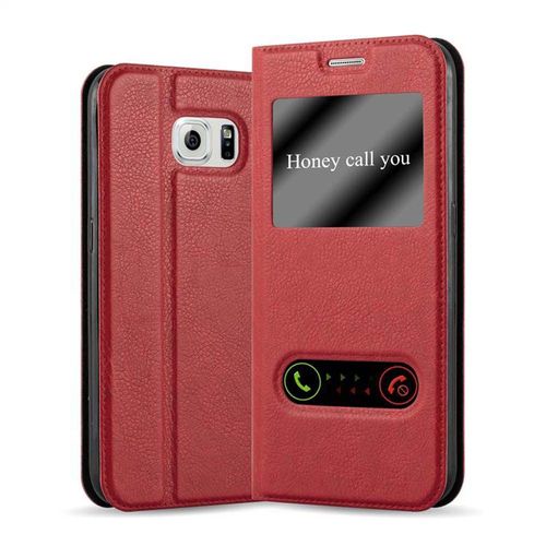 Cadorabo Housse Compatible Avec Samsung Galaxy Note 5 En Rouge Safran - Étui De Protection Avec Fermeture Magnétique, Fonction De Support Et 2 Fenêtres De Visualisation